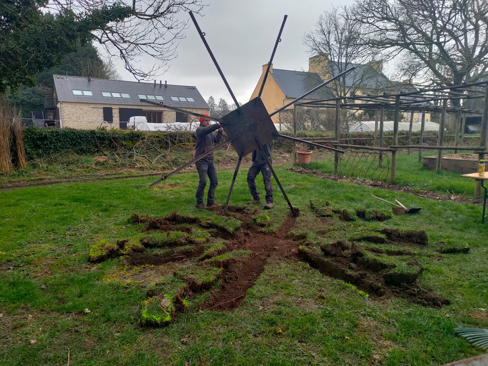 Abbaye du Relec - Projet Art'bre - Fin Février - Mise en place de la structure